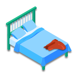 La chaussure est sur le lit