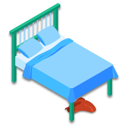 La chaussure est en dessous du lit