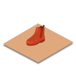 La chaussure est par terre
