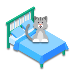 Le chat est au milieu du lit