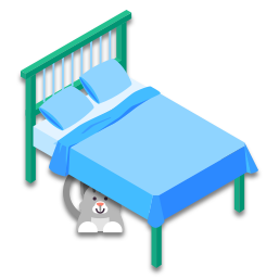 Le chat est en dessous du lit