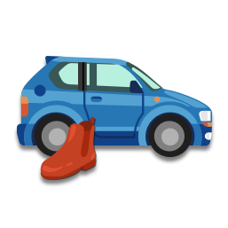 La chaussure est à l’arrière (bus ou de l’auto)