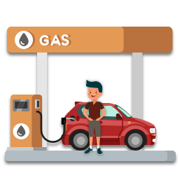 Mon père s’en va mettre de l’essence à la station-service