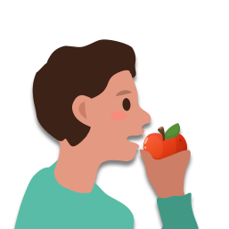 Le fils de Paul mange une pomme (A)