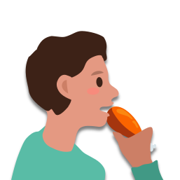 Le fils de Paul mange du poulet (A).