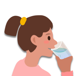 L’enfant de Julie boit de l’eau