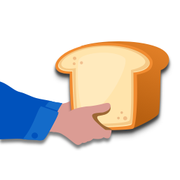 Il/elle partage, donne (qqch à manger)